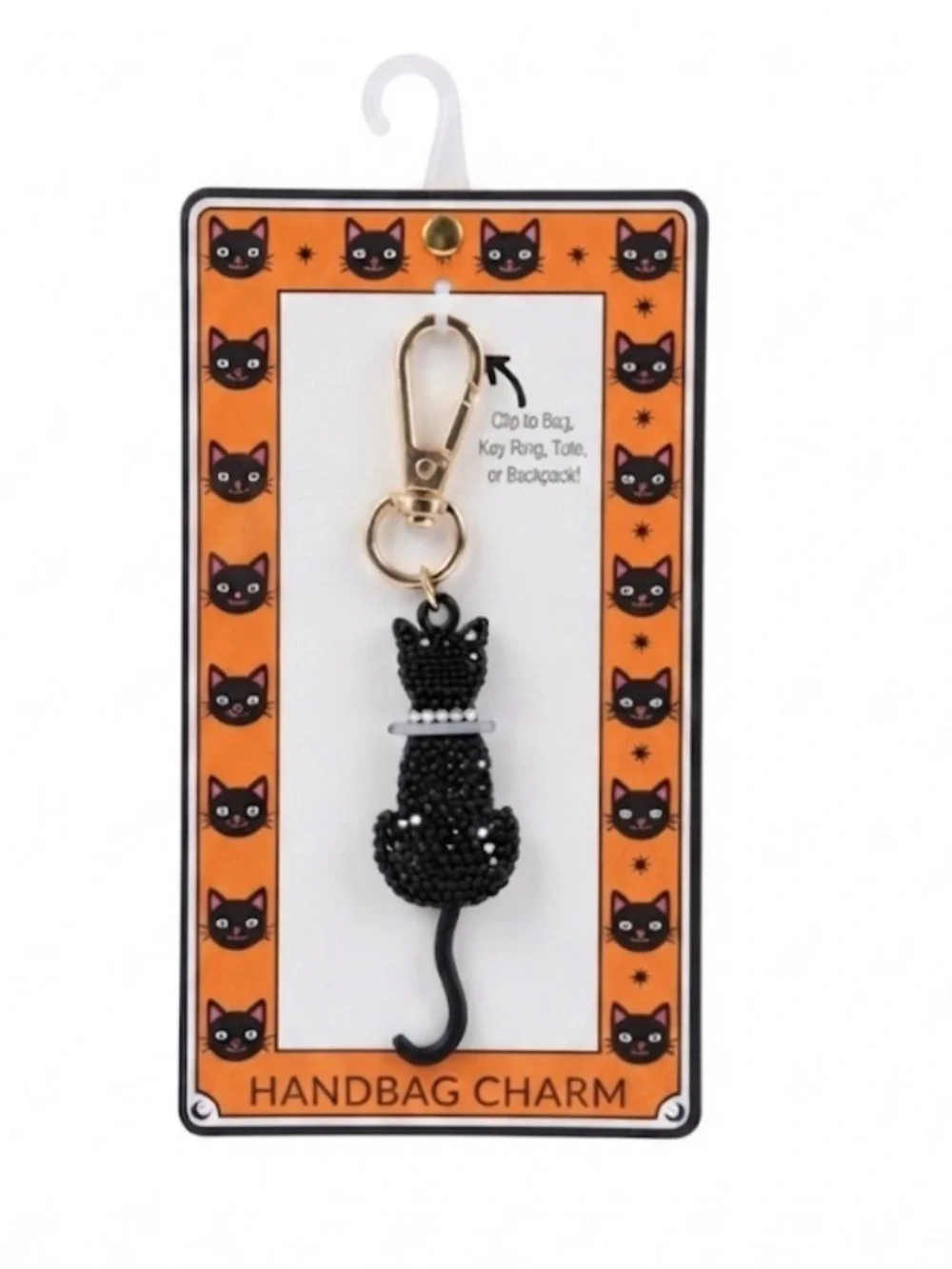 True to Form Rhinestone Black Kitty Cat Key Chain Bag Charm